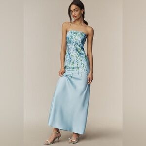BHLDN MIA Strapless Satin Maxi Dress